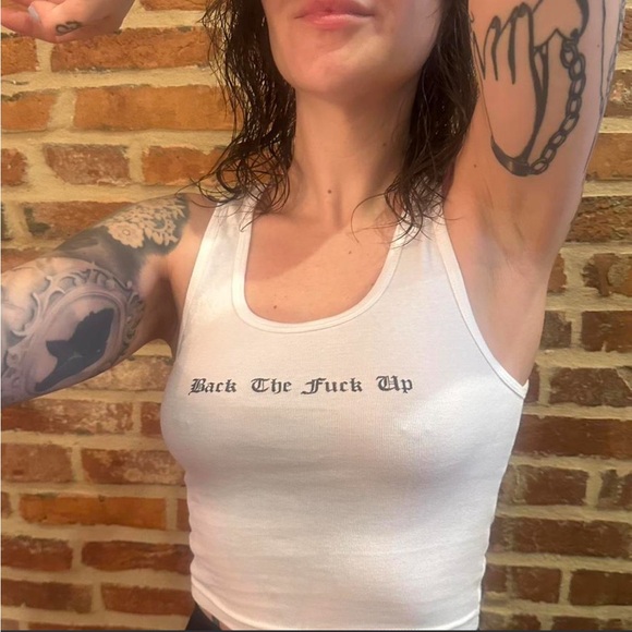 Tops - White Graphic Tank Top